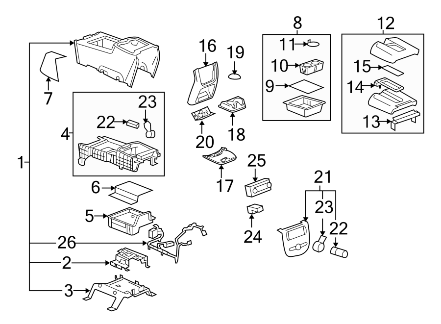 Diagram CENTER CONSOLE. for your Chevrolet Camaro  