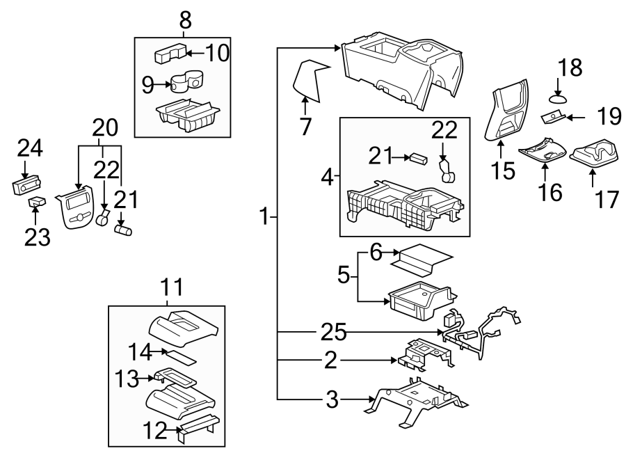 Diagram CENTER CONSOLE. for your 2018 Chevrolet Spark   