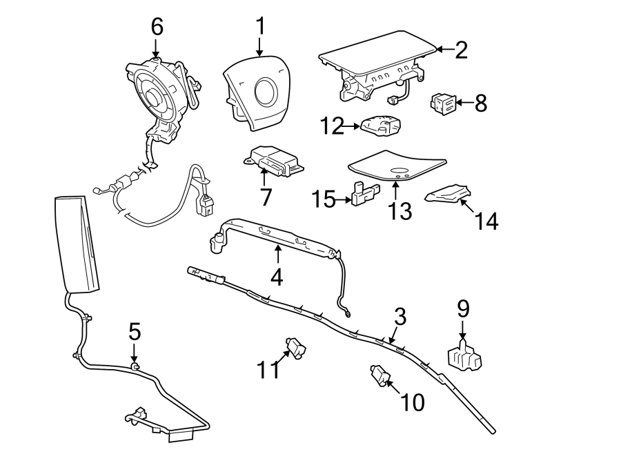 Diagram Restraint systems. Air bag components. for your 2020 Chevrolet Silverado   