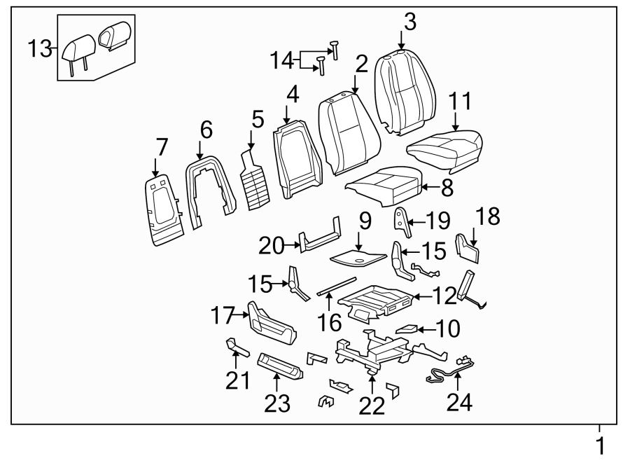 Diagram SEATS & TRACKS. FRONT SEAT COMPONENTS. for your 2010 Chevrolet Silverado 3500 HD LTZ Extended Cab Pickup  