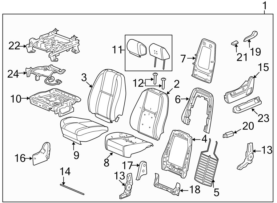 Diagram SEATS & TRACKS. FRONT SEAT COMPONENTS. for your 2010 Chevrolet Tahoe    