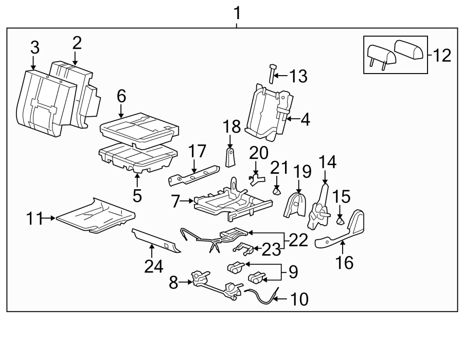 Diagram SEATS & TRACKS. REAR SEAT COMPONENTS. for your Chevrolet Metro  