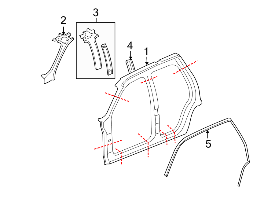 Diagram PILLARS. ROCKER & FLOOR. UNISIDE. for your 2010 Buick Enclave    