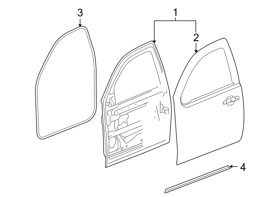 Diagram FRONT DOOR. DOOR & COMPONENTS. for your 2005 Chevrolet Classic   