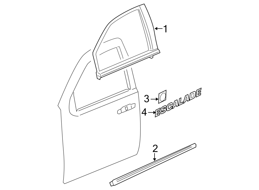 Diagram Front door. Exterior trim. for your Chevrolet Bolt EV  