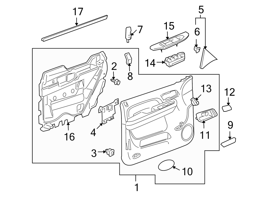 Diagram FRONT DOOR. INTERIOR TRIM. for your 2024 Cadillac XT4   