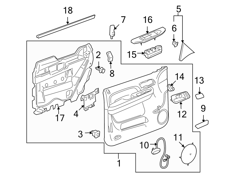 FRONT DOOR. INTERIOR TRIM. Diagram