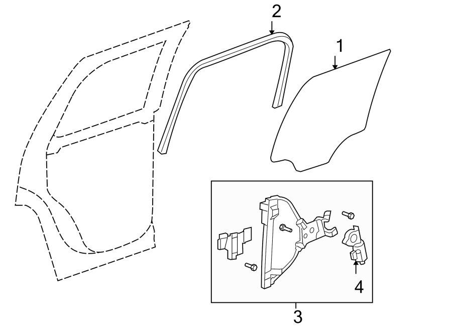 Diagram REAR DOOR. GLASS & HARDWARE. for your 2014 Chevrolet Spark 1.2L Ecotec M/T LS Hatchback 