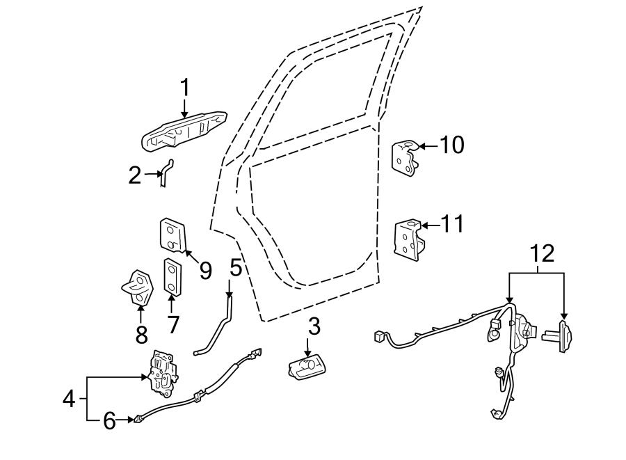 Diagram REAR DOOR. LOCK & HARDWARE. for your 2023 Cadillac XT4   