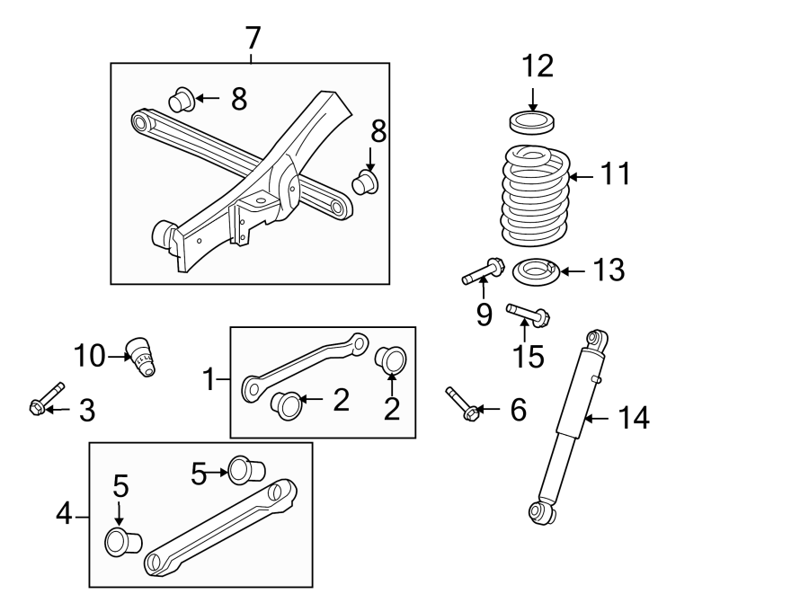 Diagram REAR SUSPENSION. SUSPENSION COMPONENTS. for your 2014 GMC Sierra 2500 HD 6.0L Vortec V8 CNG A/T 4WD SLT Crew Cab Pickup Fleetside 