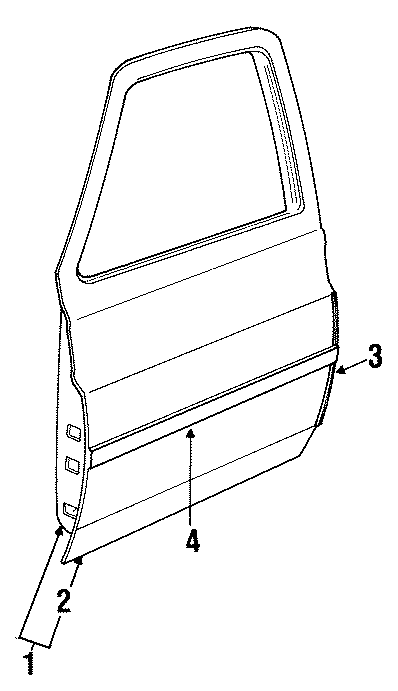 Diagram DOOR & COMPONENTS. EXTERIOR TRIM. for your 1988 Chevrolet Blazer Scottsdale Sport Utility 6.2L V8 DIESEL M/T 