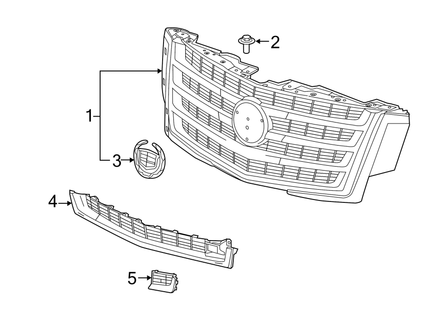 Diagram GRILLE & COMPONENTS. for your 2011 Cadillac Escalade    