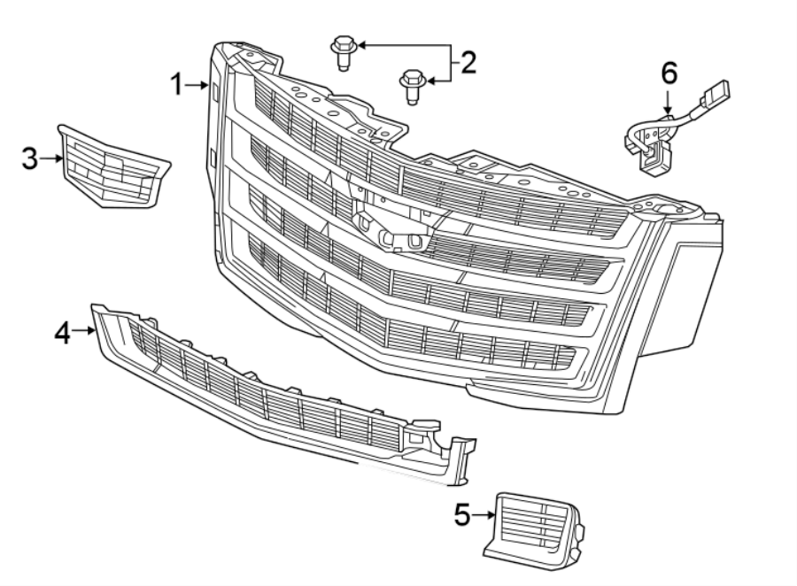 Diagram GRILLE & COMPONENTS. for your 2011 Cadillac Escalade    