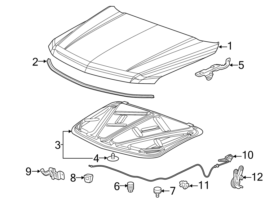 Diagram HOOD & COMPONENTS. for your 2007 GMC Sierra 1500 Classic SL Extended Cab Pickup  