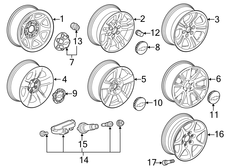 Diagram WHEELS. for your 2019 Chevrolet Tahoe    