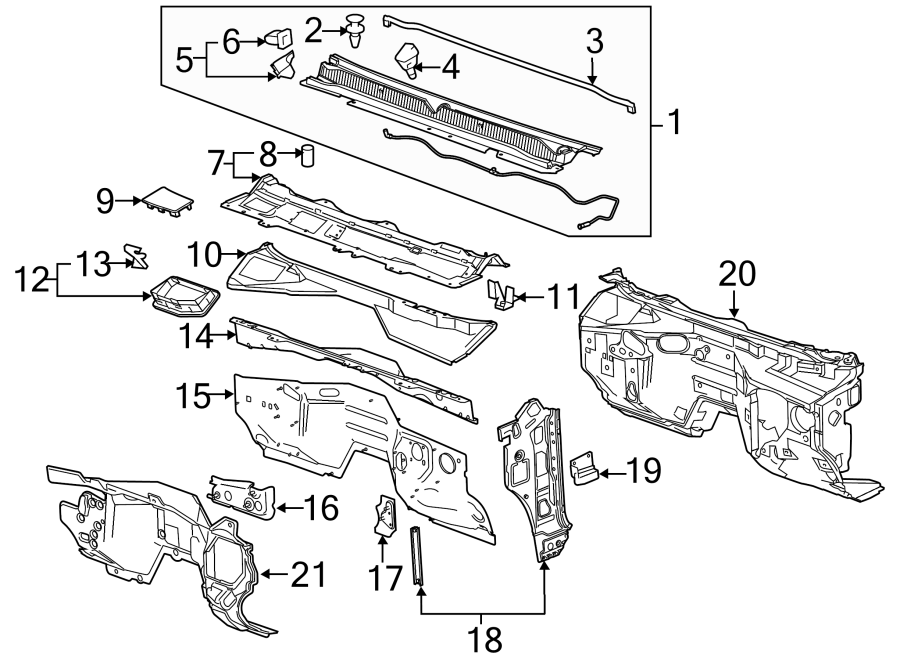 Diagram COWL. for your 2007 GMC Sierra 1500 Classic SL Extended Cab Pickup 4.8L Vortec V8 M/T 4WD 