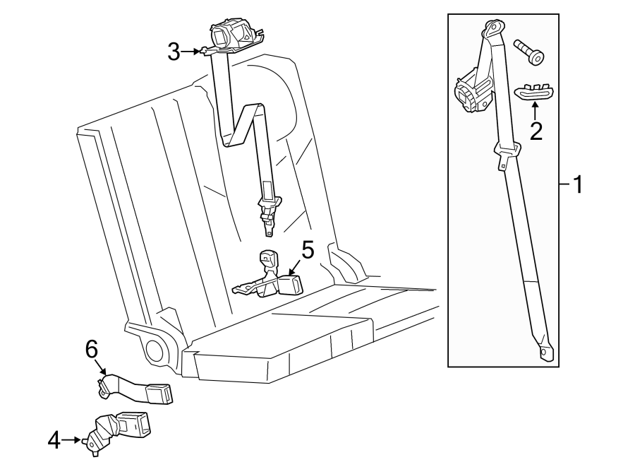 Diagram RESTRAINT SYSTEMS. REAR SEAT BELTS. for your Chevrolet Tahoe   