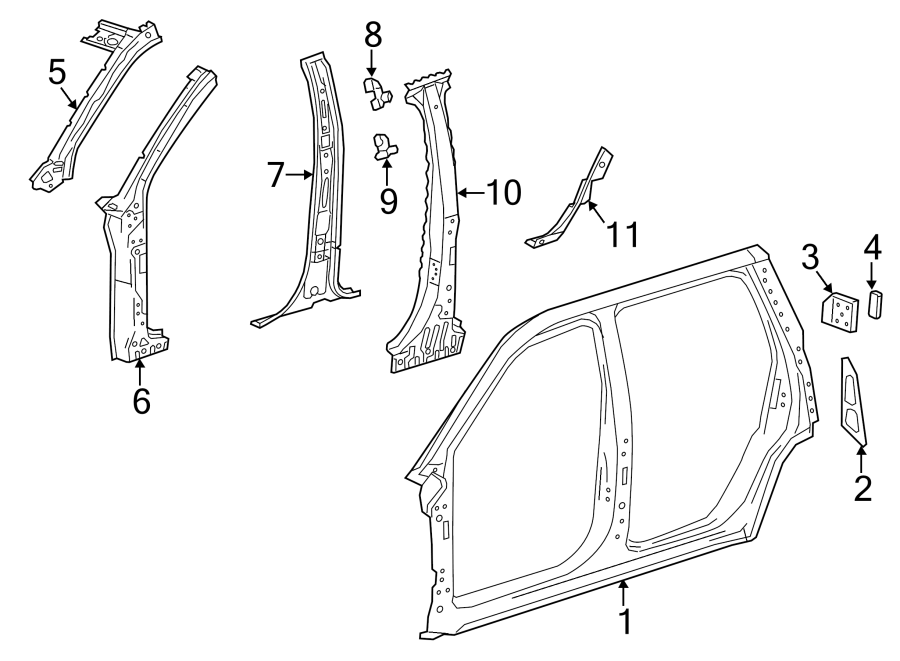 Diagram PILLARS. ROCKER & FLOOR. UNISIDE. for your GMC Yukon  