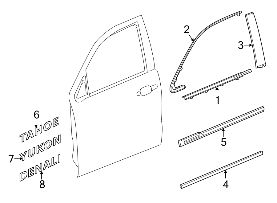 Diagram FRONT DOOR. EXTERIOR TRIM. for your 2015 Chevrolet Equinox   