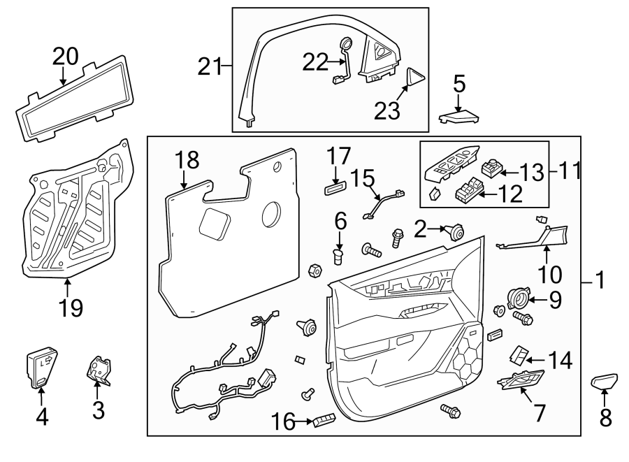 FRONT DOOR. INTERIOR TRIM. Diagram