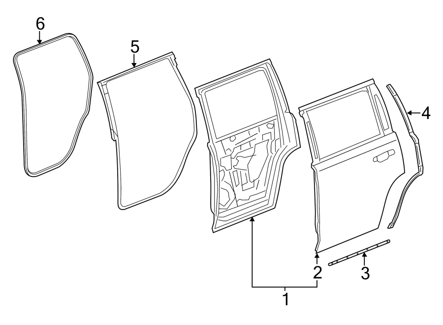 Diagram REAR DOOR. DOOR & COMPONENTS. for your Cadillac Escalade   