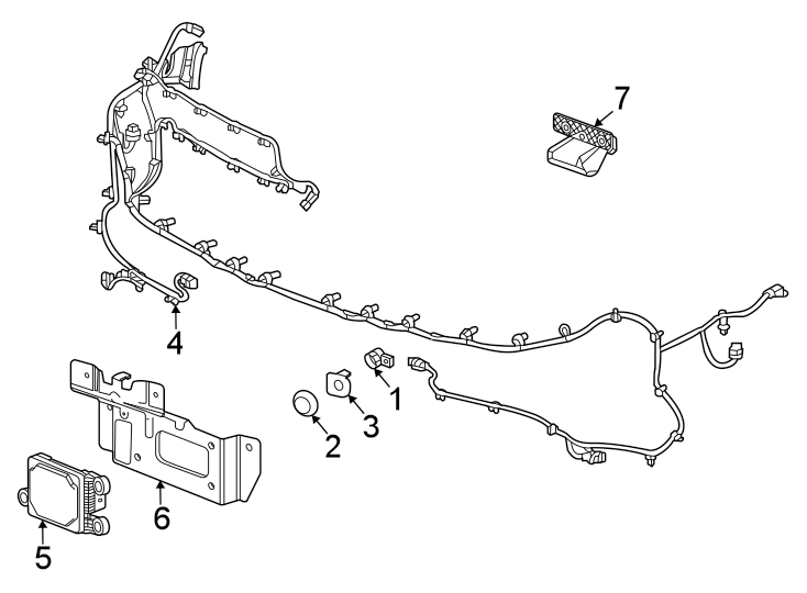 Front bumper & grille. Electrical components. Diagram