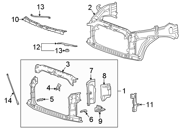 Radiator support. Diagram