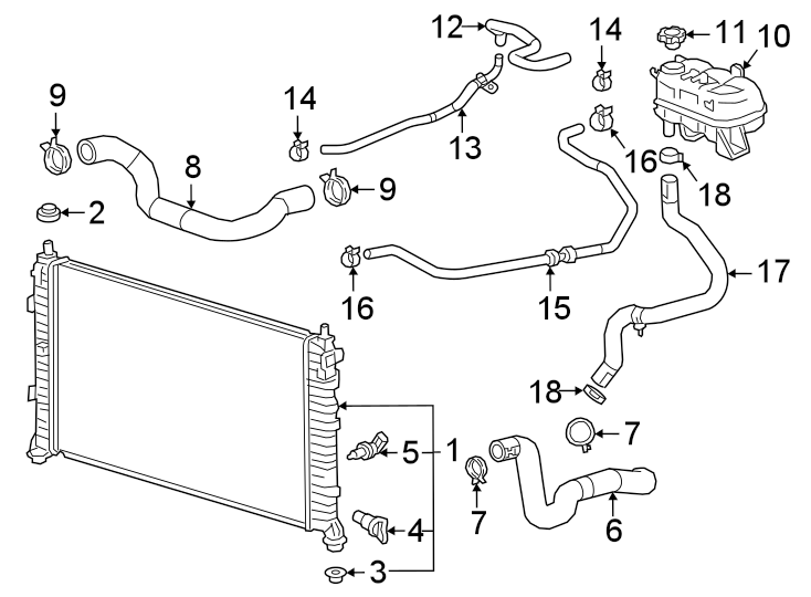 Diagram Radiator & components. for your 2002 GMC Sierra 2500 HD 8.1L Vortec V8 A/T RWD SL Standard Cab Pickup Fleetside 