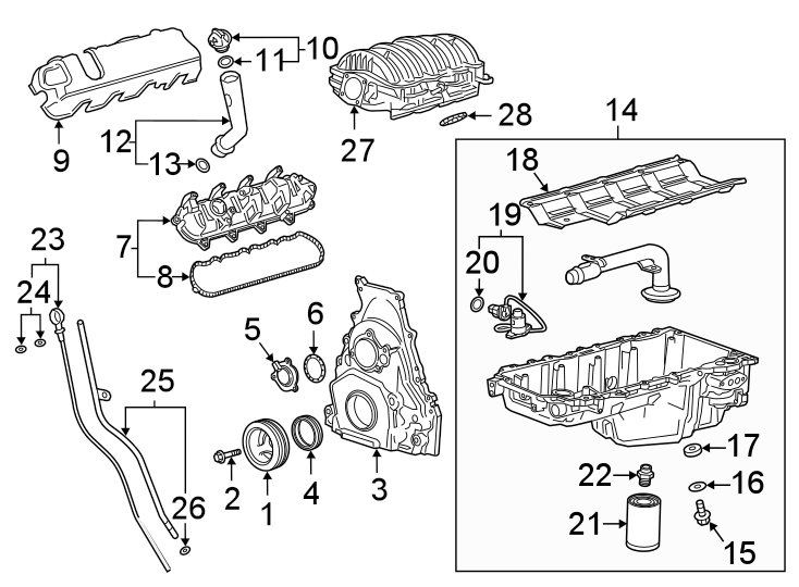 Diagram Engine parts. for your 2023 Chevrolet Camaro  LT1 Convertible 