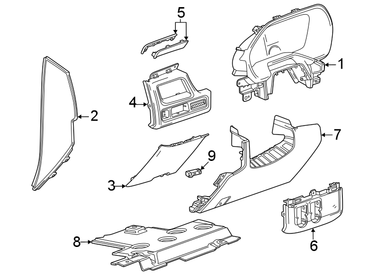 Diagram Instrument panel components. for your 2025 Chevrolet Corvette Z06 Convertible  