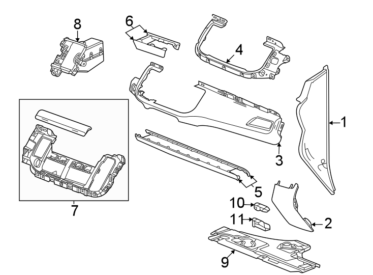 Instrument panel components.