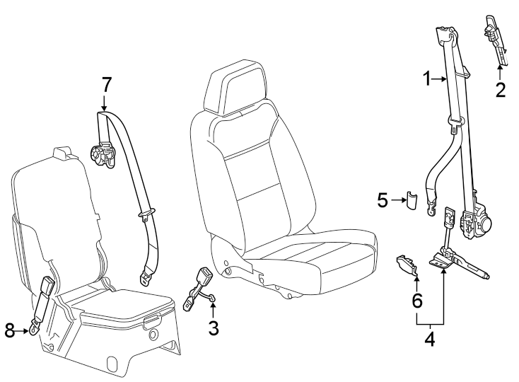 Diagram Restraint systems. Front seat belts. for your Buick Enclave   