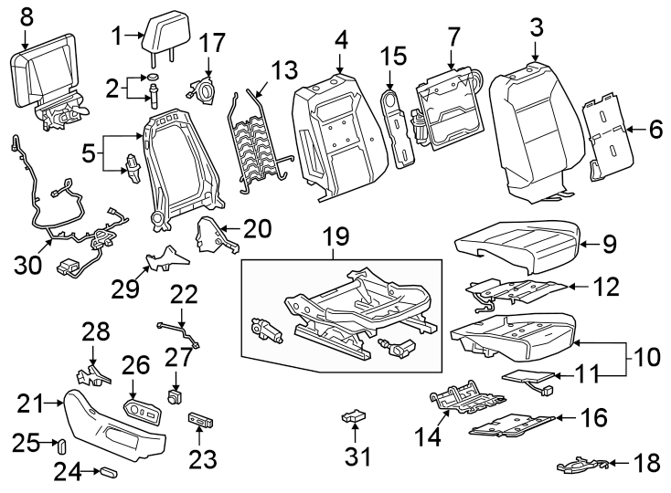 Diagram Seats & tracks. Passenger seat components. for your 1987 Buick Century   