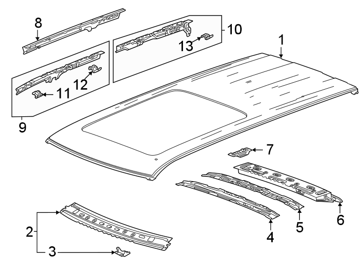 Diagram Roof & components. for your Chevrolet Tahoe   