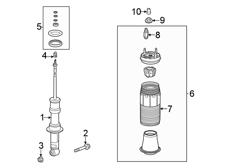 Diagram Rear suspension. Struts & components. for your 2015 GMC Sierra 2500 HD 6.0L Vortec V8 A/T RWD Base Extended Cab Pickup Fleetside 