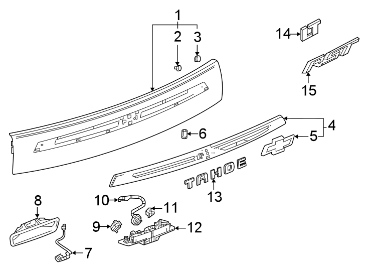 Diagram Exterior trim. for your 1995 Chevrolet Tahoe    