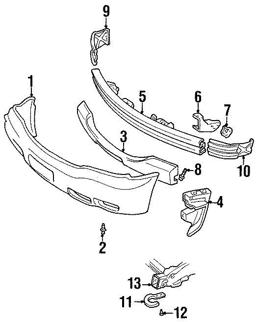 Diagram FRONT BUMPER. BUMPER & COMPONENTS. for your 2006 GMC Sierra 3500 8.1L Vortec V8 M/T RWD SLE Standard Cab Pickup 