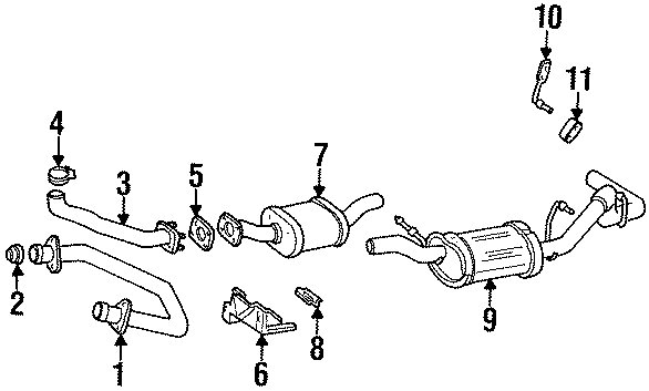 Diagram EXHAUST SYSTEM. EXHAUST COMPONENTS. for your 1992 Chevrolet K3500  Scottsdale Extended Cab Pickup Fleetside 6.5L V8 DIESEL A/T 