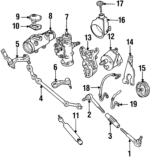 Diagram STEERING GEAR & LINKAGE. PUMP & HOSES. for your 1984 Chevrolet Celebrity Base Wagon 2.8L Chevrolet V6 A/T 