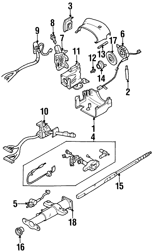 Diagram STEERING COLUMN. HOUSING & COMPONENTS. SHAFT & INTERNAL COMPONENTS. SHROUD. SWITCHES & LEVERS. for your 2005 Chevrolet Silverado 1500 Z71 Off-Road Standard Cab Pickup Fleetside  