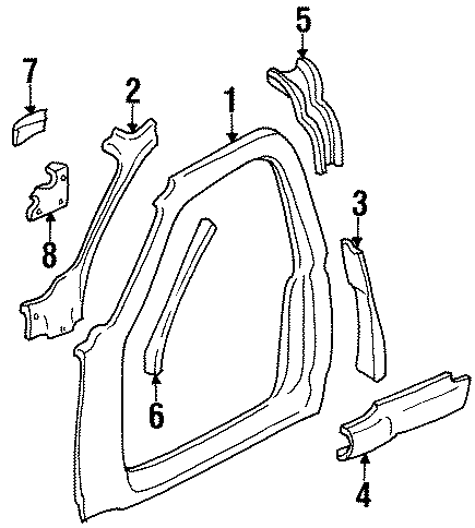 Diagram PILLARS. ROCKER & FLOOR. UNISIDE. for your 2021 GMC Sierra 2500 HD 6.6L V8 A/T 4WD Base Extended Cab Pickup 