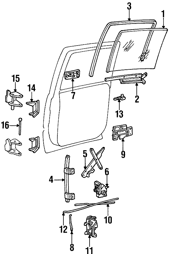 Diagram REAR DOOR. GLASS & HARDWARE. for your 2020 Chevrolet Spark   