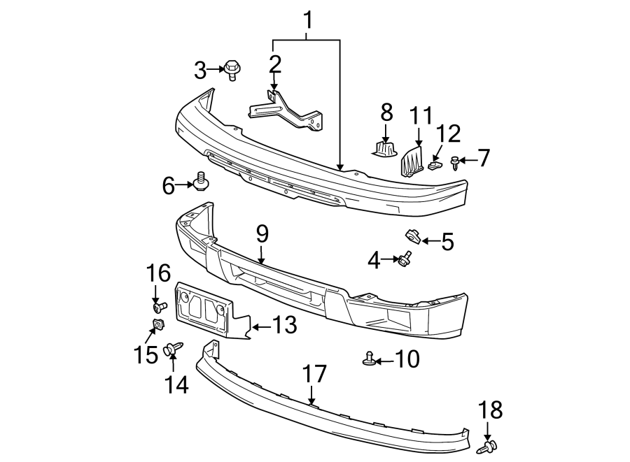 Diagram FRONT BUMPER. BUMPER & COMPONENTS. for your 2000 Buick Century   