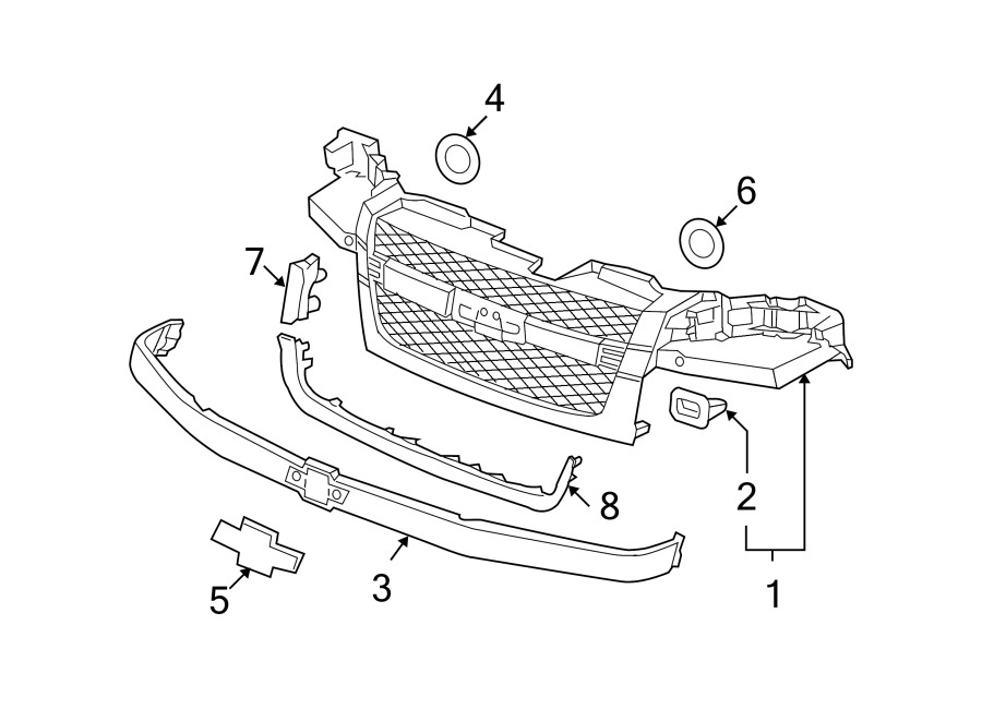 GRILLE & COMPONENTS. Diagram