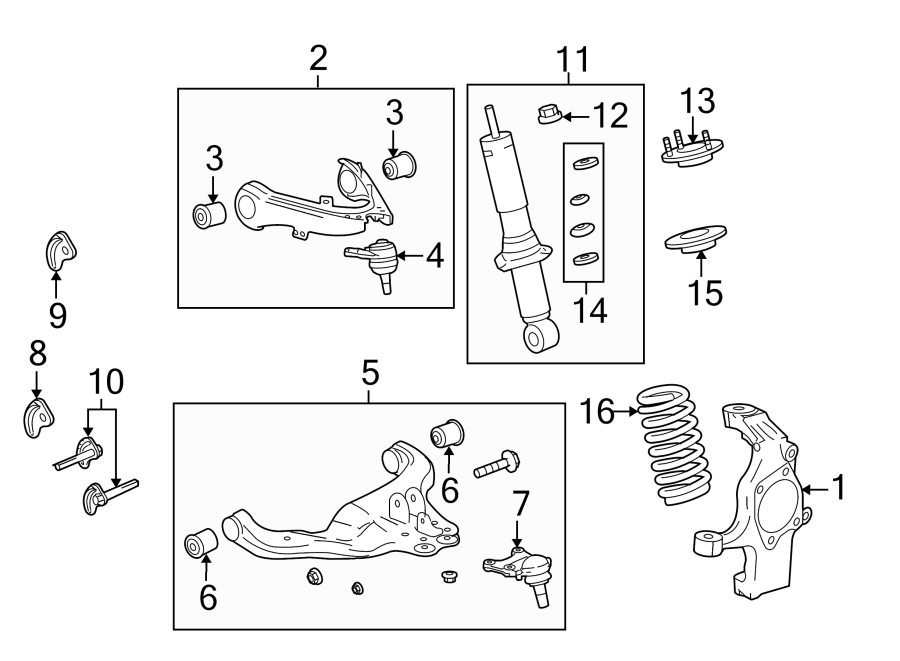 Diagram Front suspension. Suspension components. for your 2018 GMC Sierra 2500 HD 6.6L Duramax V8 DIESEL A/T RWD Base Extended Cab Pickup Fleetside 