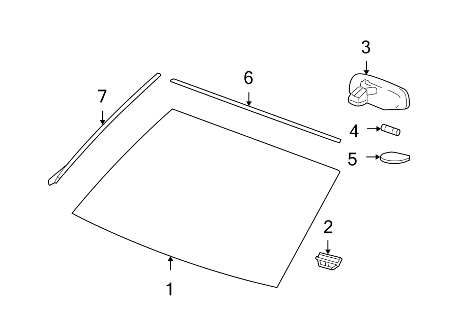 Diagram WINDSHIELD. GLASS. REVEAL MOLDINGS. for your 2003 GMC Envoy XL   