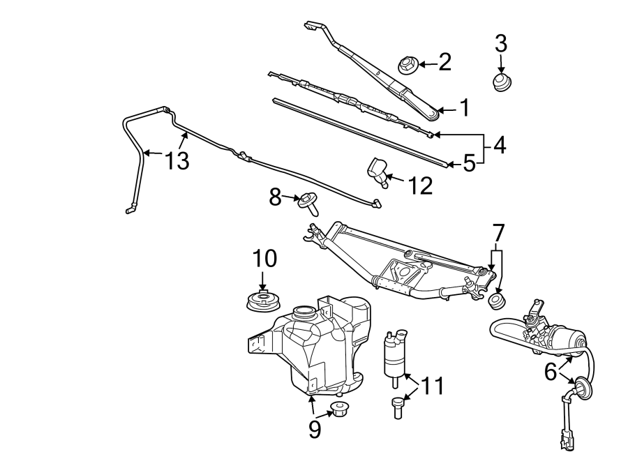 WINDSHIELD. WIPER & WASHER COMPONENTS. Diagram