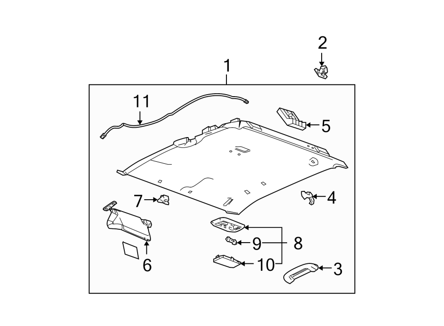 Diagram INTERIOR TRIM. for your 2011 GMC Sierra 2500 HD 6.6L Duramax V8 DIESEL A/T RWD Denali Crew Cab Pickup Fleetside 