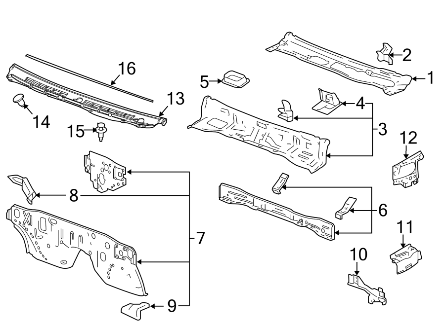 Diagram Cowl. for your 2009 Chevrolet Suburban 1500   