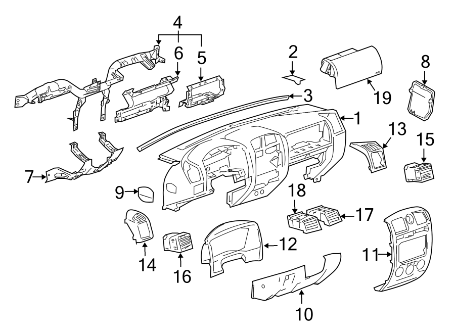 Diagram INSTRUMENT PANEL. for your 2007 GMC Sierra 1500 Classic SL Extended Cab Pickup  